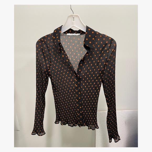 SAMSOE SAMSOE DOTTED PLEATED MATHILDE LONG SLEEVED BLOUSE - Picture 4 of 6